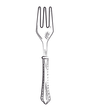 kitchen fork cutlery utensil silverware food silhouette vector illustrationのイラスト素材