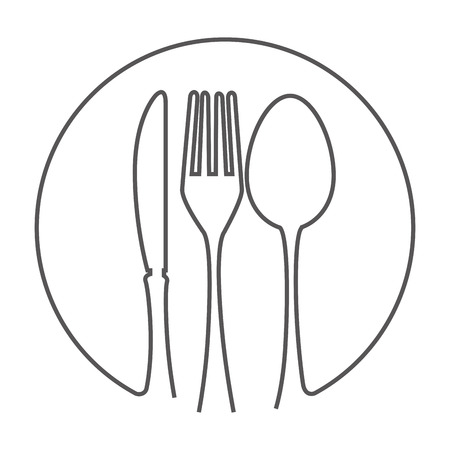 kitchen fork knife spoon cutlery utensil silverware food silhouette vector illustrationのイラスト素材