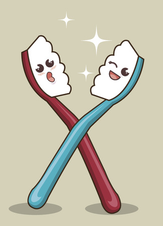 toothbrush funny character icon vector illustration graphicのイラスト素材