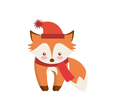 cute animal merry christmas isolated icon vector illustration designのイラスト素材