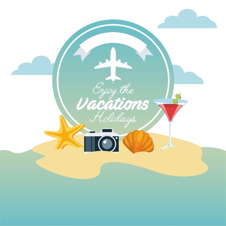 enjoy vacations travel isolated icon vector illustration designのイラスト素材