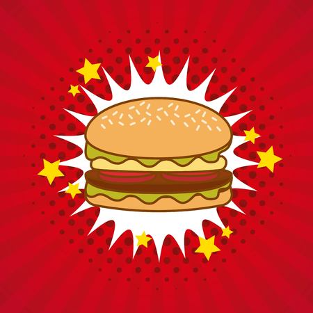 hamburger comic pop art vector illustration designのイラスト素材