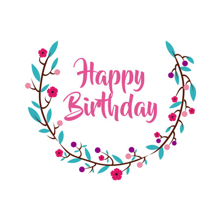 happy birthday celebration poster floral vector illustration designのイラスト素材