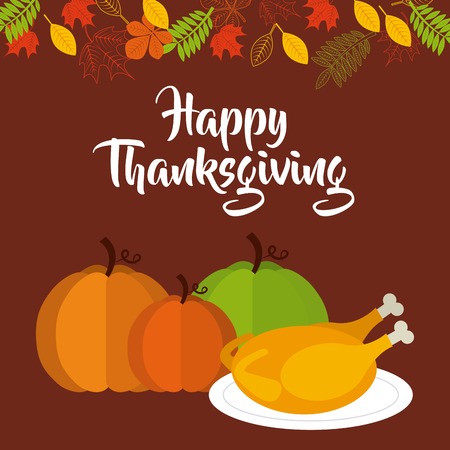 happy thanksgiving celebration poster vector illustration designのイラスト素材