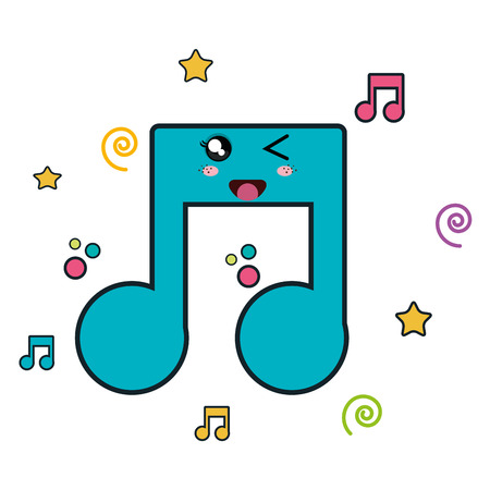 music notes character icon vector illustration designのイラスト素材