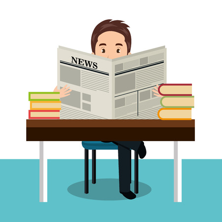 man reading newspaper icon vector illustration designのイラスト素材