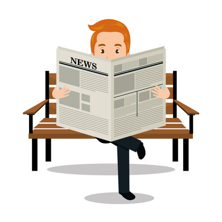man reading newspaper icon vector illustration designのイラスト素材