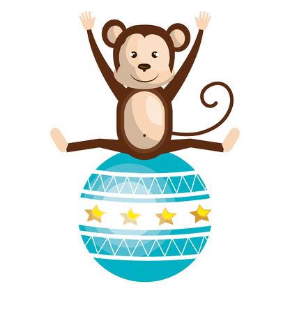 monkey circus animal show isolated icon vector illustration designのイラスト素材