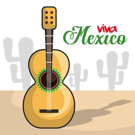 viva mexico instrument musical isolated poster vector illustration designのイラスト素材