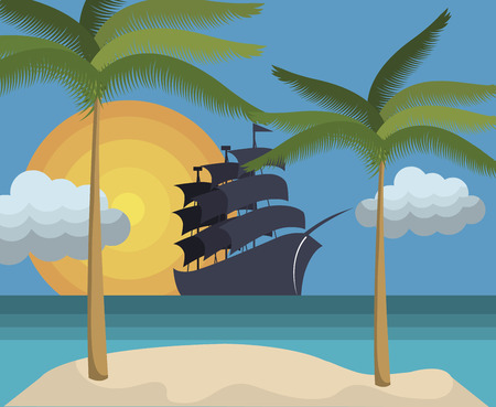 beautiful summer landscape icon vector illustration designのイラスト素材