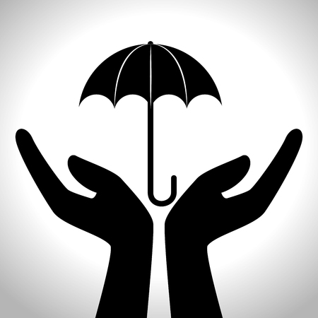 hands human protection silhouette vector illustration designのイラスト素材