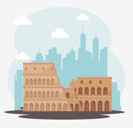 architecture italian culture isolated vector illustration designのイラスト素材