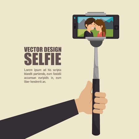 monopod photography selfie style isolated vector illustration designのイラスト素材