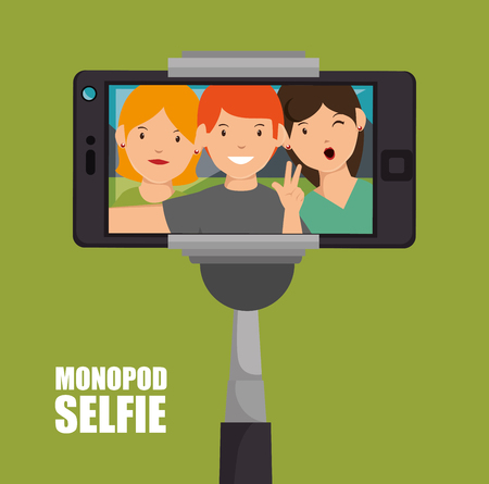 monopod photography selfie style isolated vector illustration designのイラスト素材