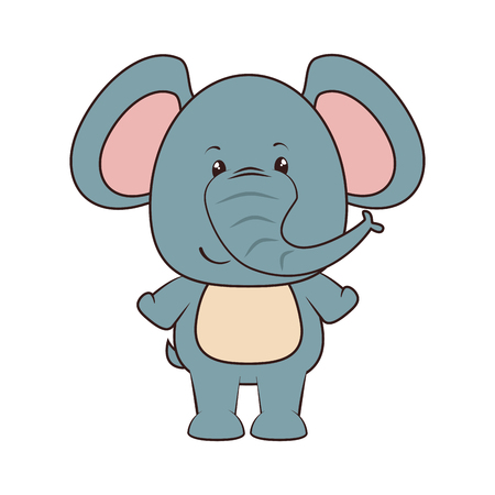 elephant animal adorable cartoon nature character vector illustrationのイラスト素材
