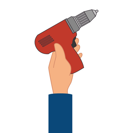 hand holding a drill  repair and fix construction tools electronic equipment vector illustrationのイラスト素材