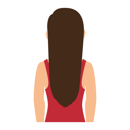 avatar woman back female girl person casual clothes vector illustrationのイラスト素材