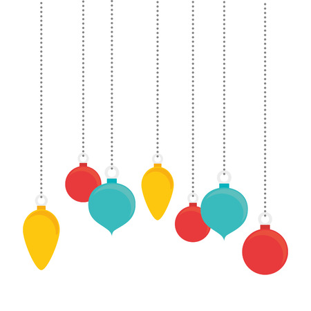 balls hanging ornament christmas season decoration colorful vector illustrationのイラスト素材