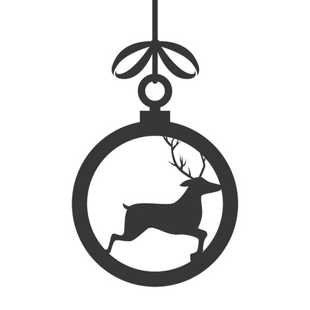 deer ball ribbon hanging christmas season decoration vector illustrationのイラスト素材