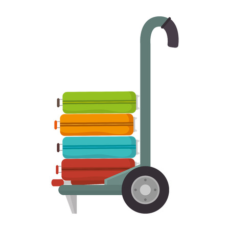 handcart cargo suitcase luggage baggage torism equipment vector illustrationのイラスト素材