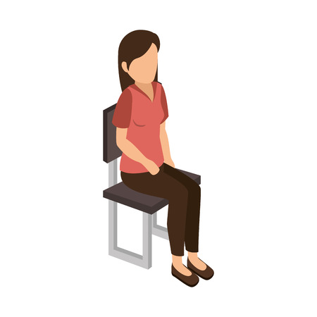 avatar woman sitting on a chair female person wearing casual clothes cartoon vector illustrationのイラスト素材