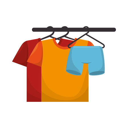 clothes laundry  red t shirt cotton hanging wash vector illustrationのイラスト素材