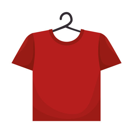 clothes laundry  red t shirt cotton hanging wash vector illustrationのイラスト素材