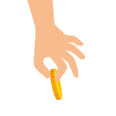 hand money gold coin cash financial economy iteam vector illustrationのイラスト素材
