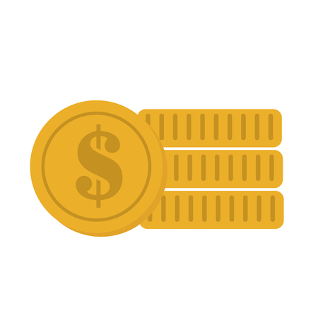 money yellow coins flat icon design, vector illustrationのイラスト素材