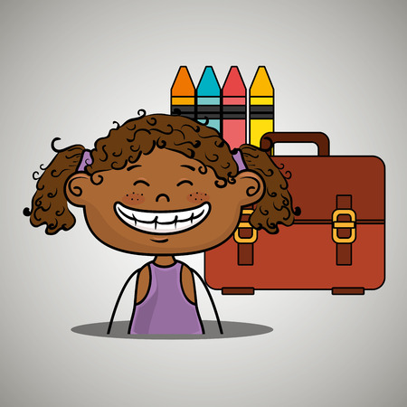 girl student colors school baggage vector illustration eps10 eps 10のイラスト素材