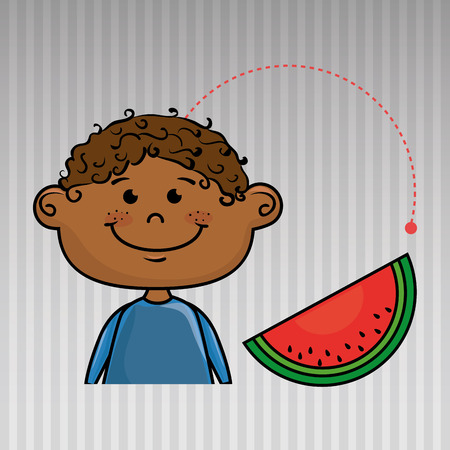 boy and fruitのイラスト素材