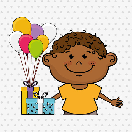 boy balloons gifts party vector illustration graphicのイラスト素材