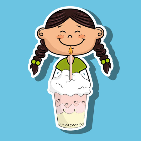 girl cup cake candle vector illustration graphicのイラスト素材