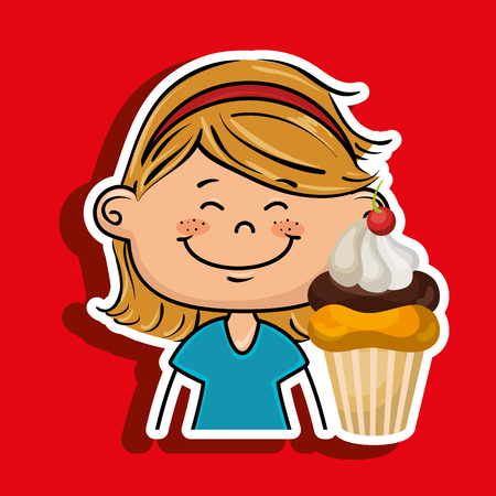 girl cup cake dessert vector illustration graphicのイラスト素材