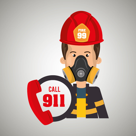 man firefighter mask helmet vector illustration graphicのイラスト素材