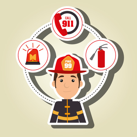 man firefighter extinguisher vector illustration graphicのイラスト素材