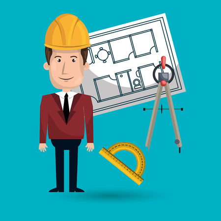 architect laptop tools job vector illustration iconのイラスト素材