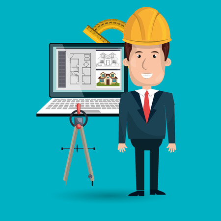 architect laptop tools job vector illustration iconのイラスト素材