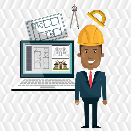 architect laptop tools job vector illustration iconのイラスト素材