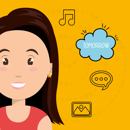 woman speak bubble music vector illustrationのイラスト素材