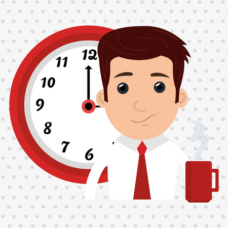 man clock cup coffee vector illustration designのイラスト素材