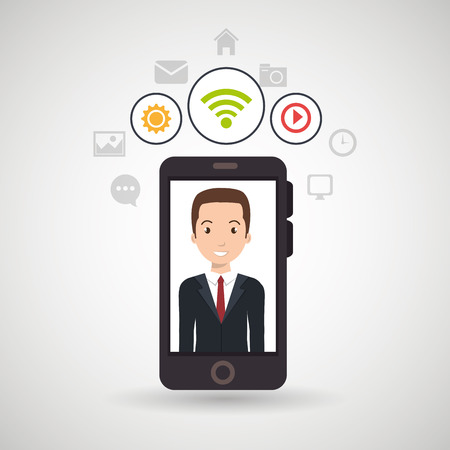 man cellphone wifi connection vector illustrationのイラスト素材