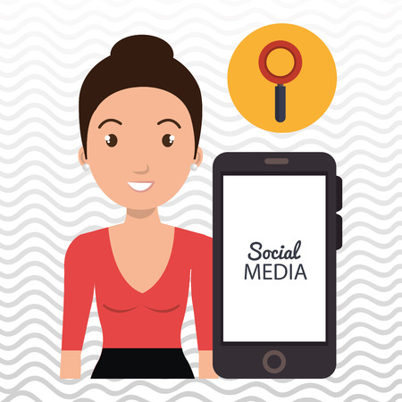 woman social media apps vector illustrationのイラスト素材