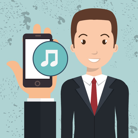 hand cellphone man icon vector illustrationのイラスト素材