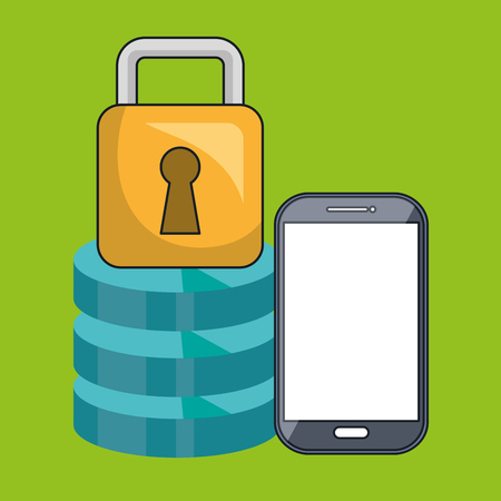 smartphone padlock data base vector illustrationのイラスト素材
