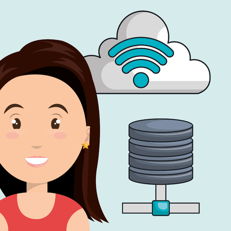 woman cloud wifi icons vector illustration eps10のイラスト素材