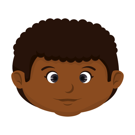 boy smiling happy child kid face afro cartoon vector illustrationのイラスト素材