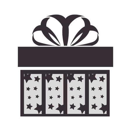 gift present box ribbon package decoration silhouette. Vector illustrationのイラスト素材