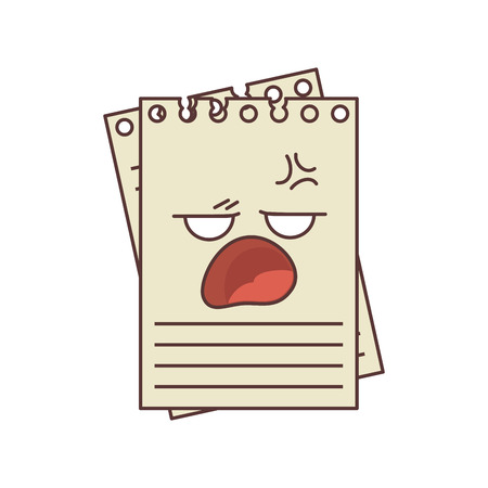 notebook paper page with expression face document copy vector illustrationのイラスト素材
