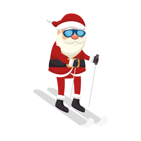 santa claus man snowboarding. merry christmas season symbol. vector illustrationのイラスト素材